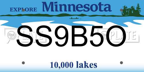 SS9B5O Minnesota License Plate