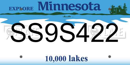 SS9S422 Minnesota License Plate
