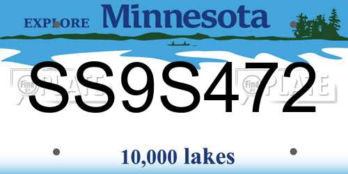 SS9S472 Minnesota License Plate