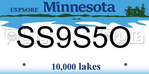 SS9S5O Minnesota License Plate
