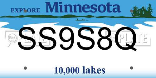 SS9S8Q Minnesota License Plate