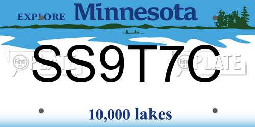 SS9T7C Minnesota License Plate