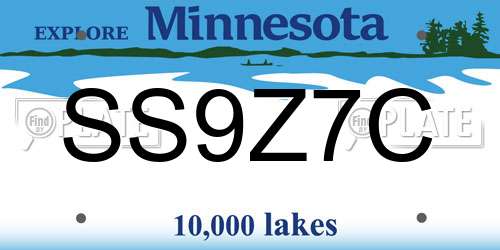 SS9Z7C Minnesota License Plate
