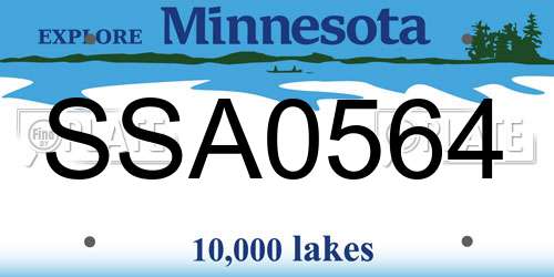 SSA0564 Minnesota License Plate
