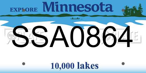 SSA0864 Minnesota License Plate