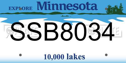 SSB8034 Minnesota License Plate