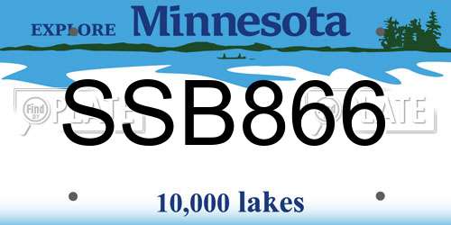 SSB866 Minnesota License Plate