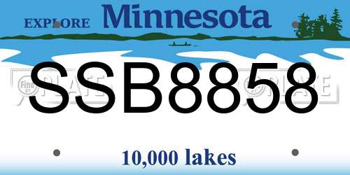 SSB8858 Minnesota License Plate