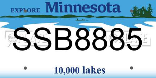 SSB8885 Minnesota License Plate