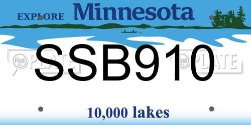 SSB910 Minnesota License Plate