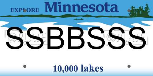 SSBBSSS Minnesota License Plate