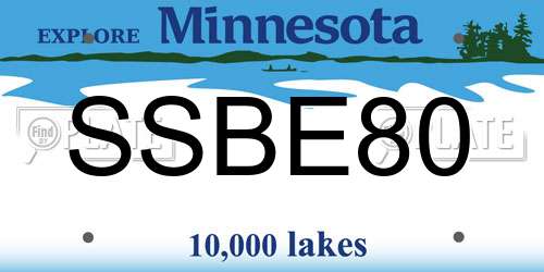 SSBE80 Minnesota License Plate