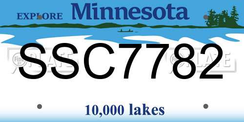 SSC7782 Minnesota License Plate