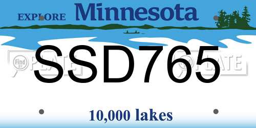 SSD765 Minnesota License Plate