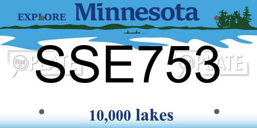 SSE753 Minnesota License Plate