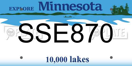 SSE870 Minnesota License Plate