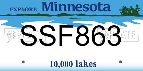 SSF863 Minnesota License Plate