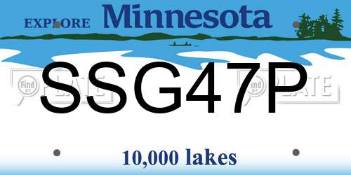 SSG47P Minnesota License Plate