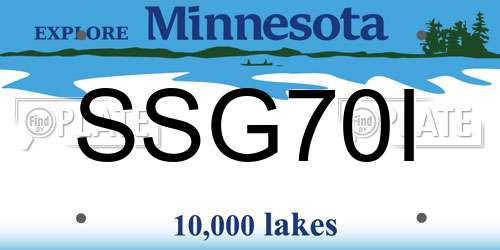 SSG70I Minnesota License Plate