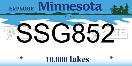 SSG852 Minnesota License Plate