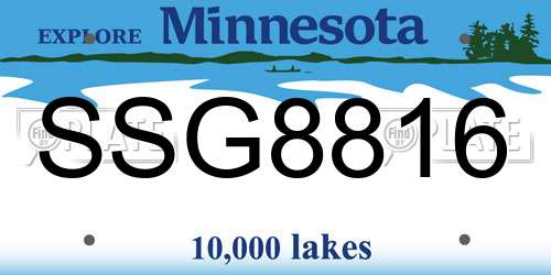 SSG8816 Minnesota License Plate