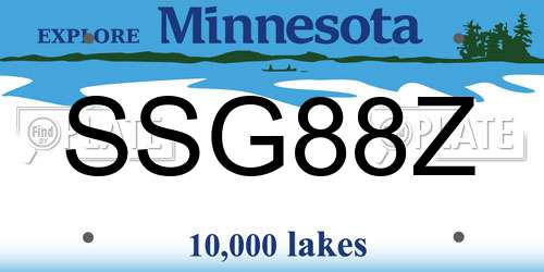 SSG88Z Minnesota License Plate