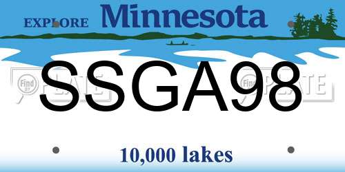 SSGA98 Minnesota License Plate