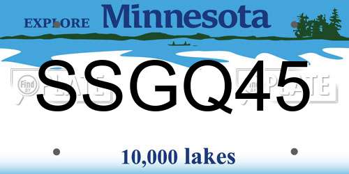 SSGQ45 Minnesota License Plate