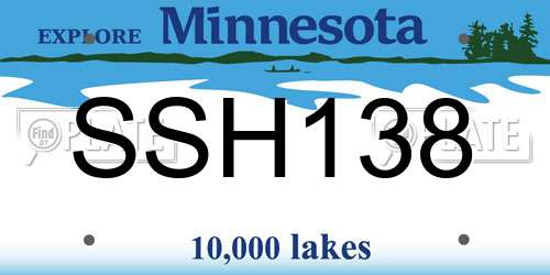SSH138 Minnesota License Plate