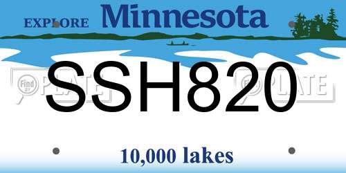 SSH820 Minnesota License Plate