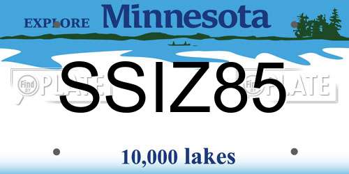 SSIZ85 Minnesota License Plate