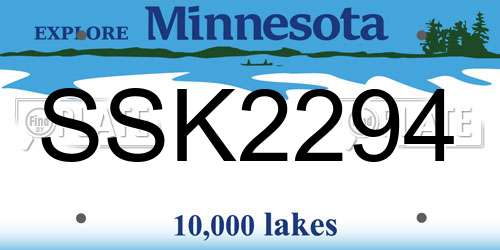 SSK2294 Minnesota License Plate