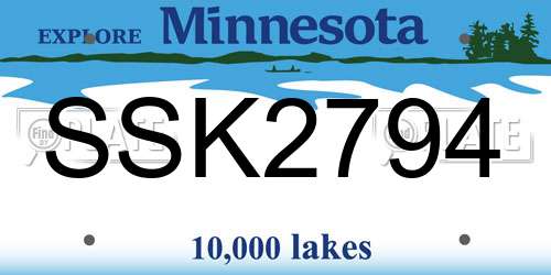 SSK2794 Minnesota License Plate