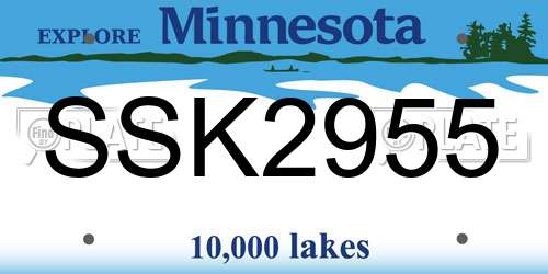 SSK2955 Minnesota License Plate
