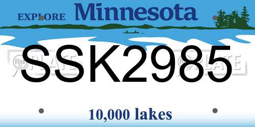 SSK2985 Minnesota License Plate