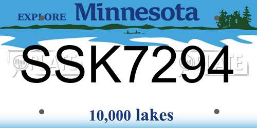 SSK7294 Minnesota License Plate