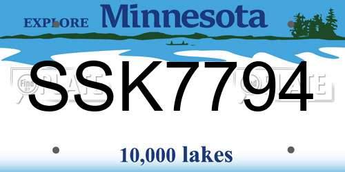 SSK7794 Minnesota License Plate