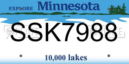 SSK7988 Minnesota License Plate