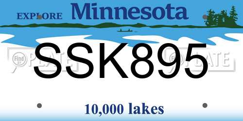 SSK895 Minnesota License Plate