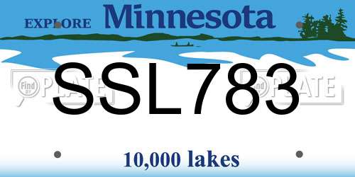 SSL783 Minnesota License Plate