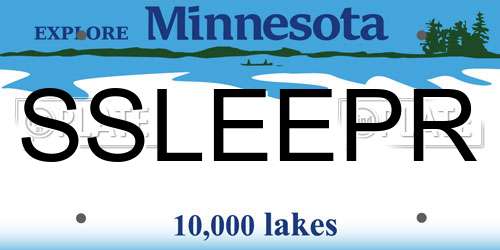 SSLEEPR Minnesota License Plate