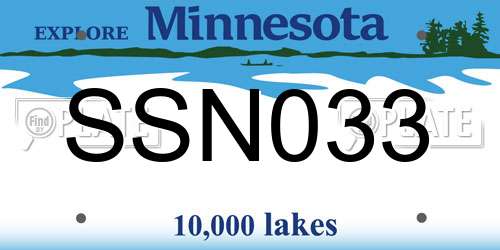 SSN033 Minnesota License Plate