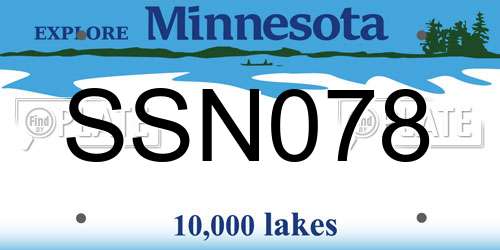 SSN078 Minnesota License Plate