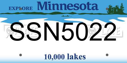 SSN5022 Minnesota License Plate
