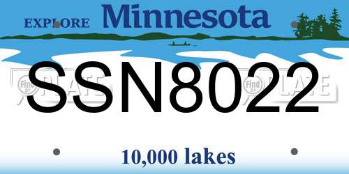 SSN8022 Minnesota License Plate