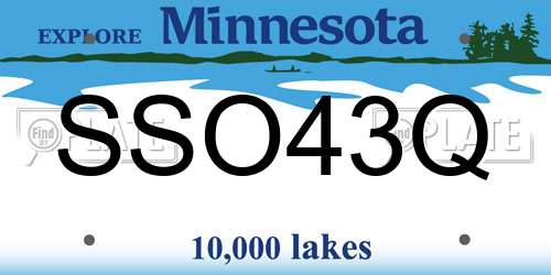 SSO43Q Minnesota License Plate