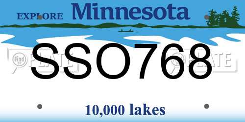 SSO768 Minnesota License Plate