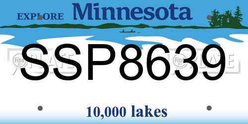 SSP8639 Minnesota License Plate