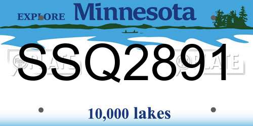 SSQ2891 Minnesota License Plate