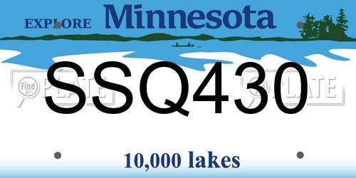 SSQ430 Minnesota License Plate